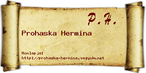 Prohaska Hermina névjegykártya